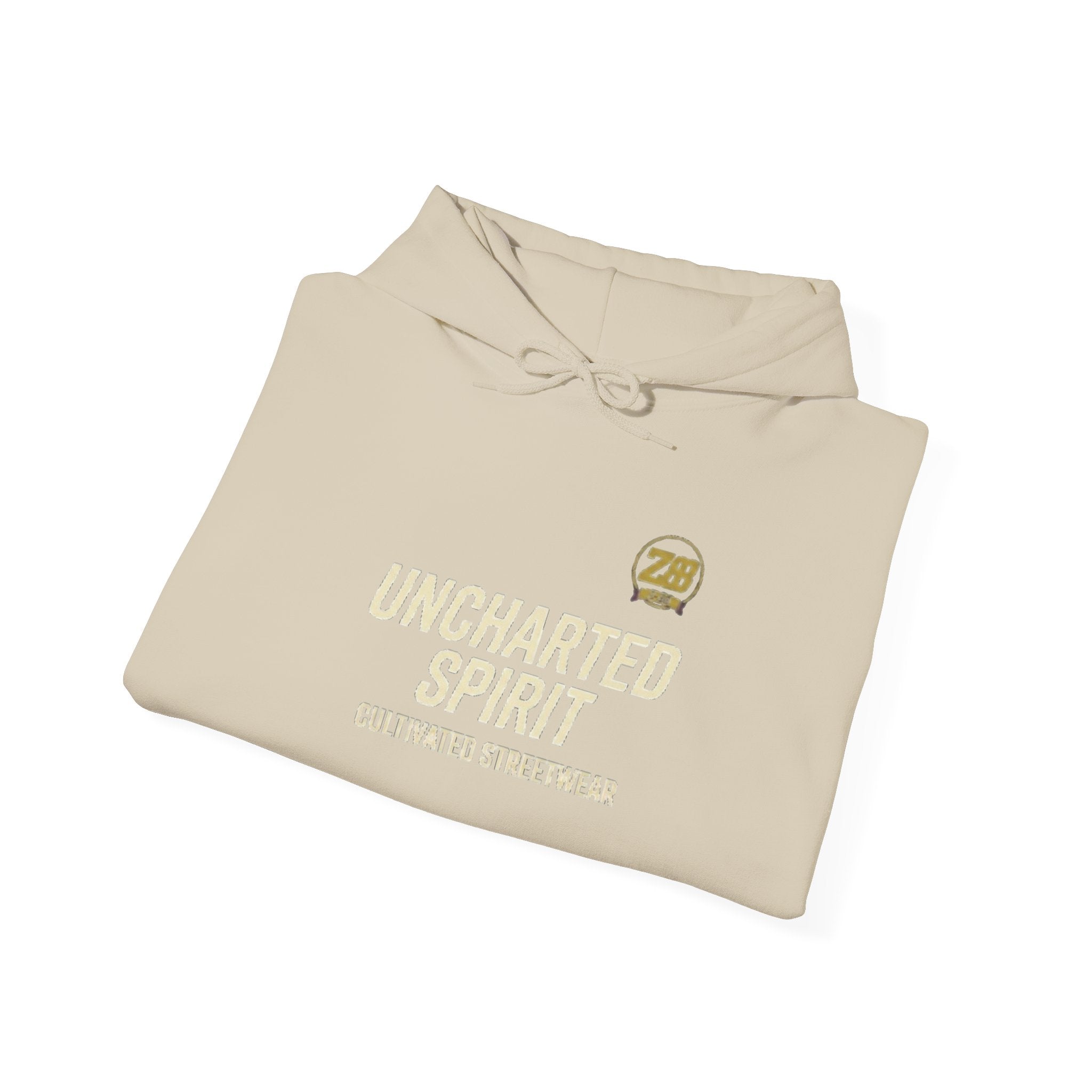 Uncharted Spirit Hoodie – Adventure Vibes Pullover with 'Uncharted Spirit' Text