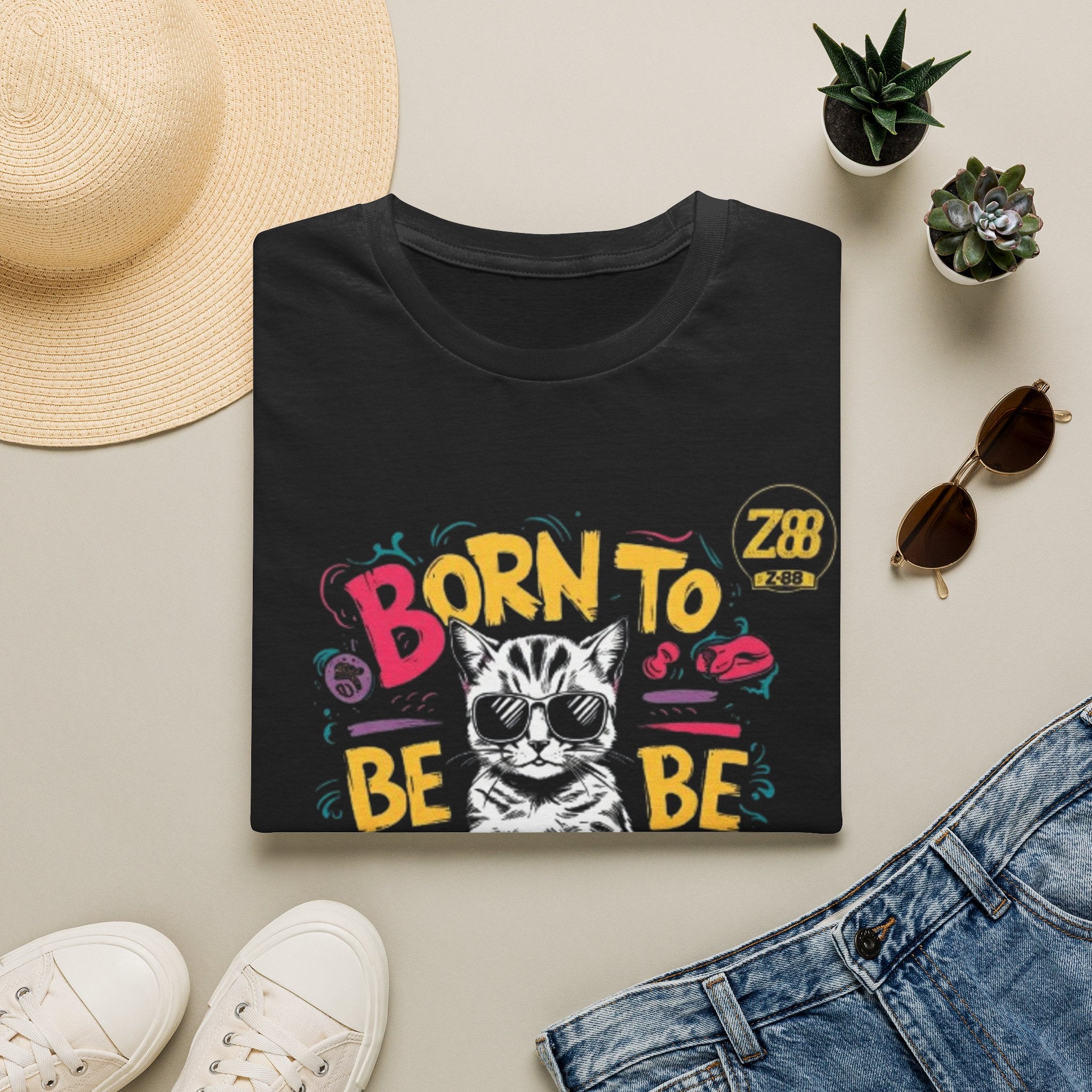 Cat T-Shirt — "Born to Be Awesome" Graphic Tee