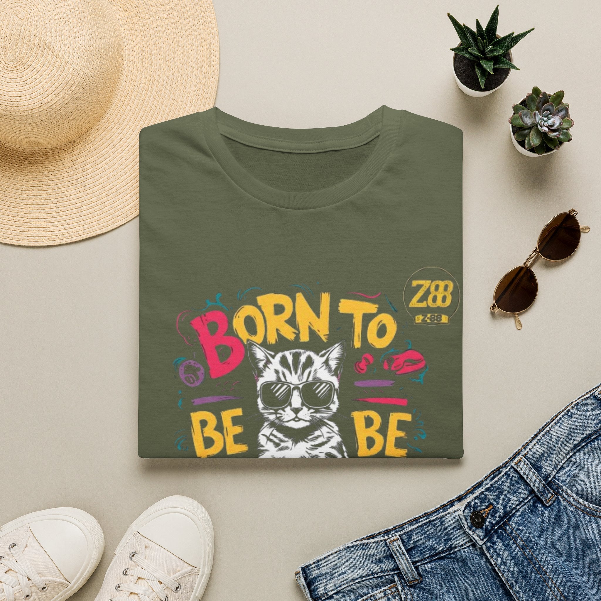 Cat T-Shirt — "Born to Be Awesome" Graphic Tee