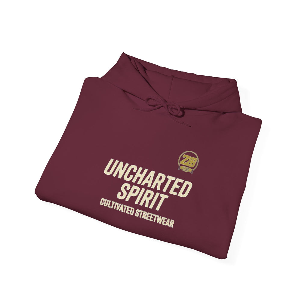 Uncharted Spirit Hoodie – Adventure Vibes Pullover with 'Uncharted Spirit' Text
