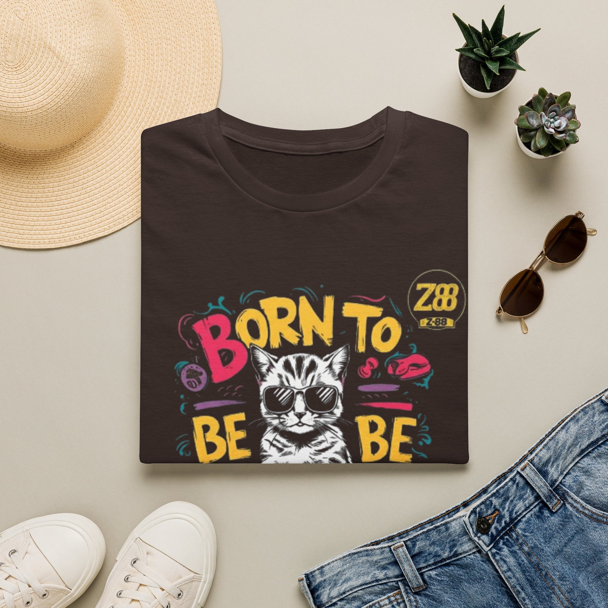 Cat T-Shirt — "Born to Be Awesome" Graphic Tee