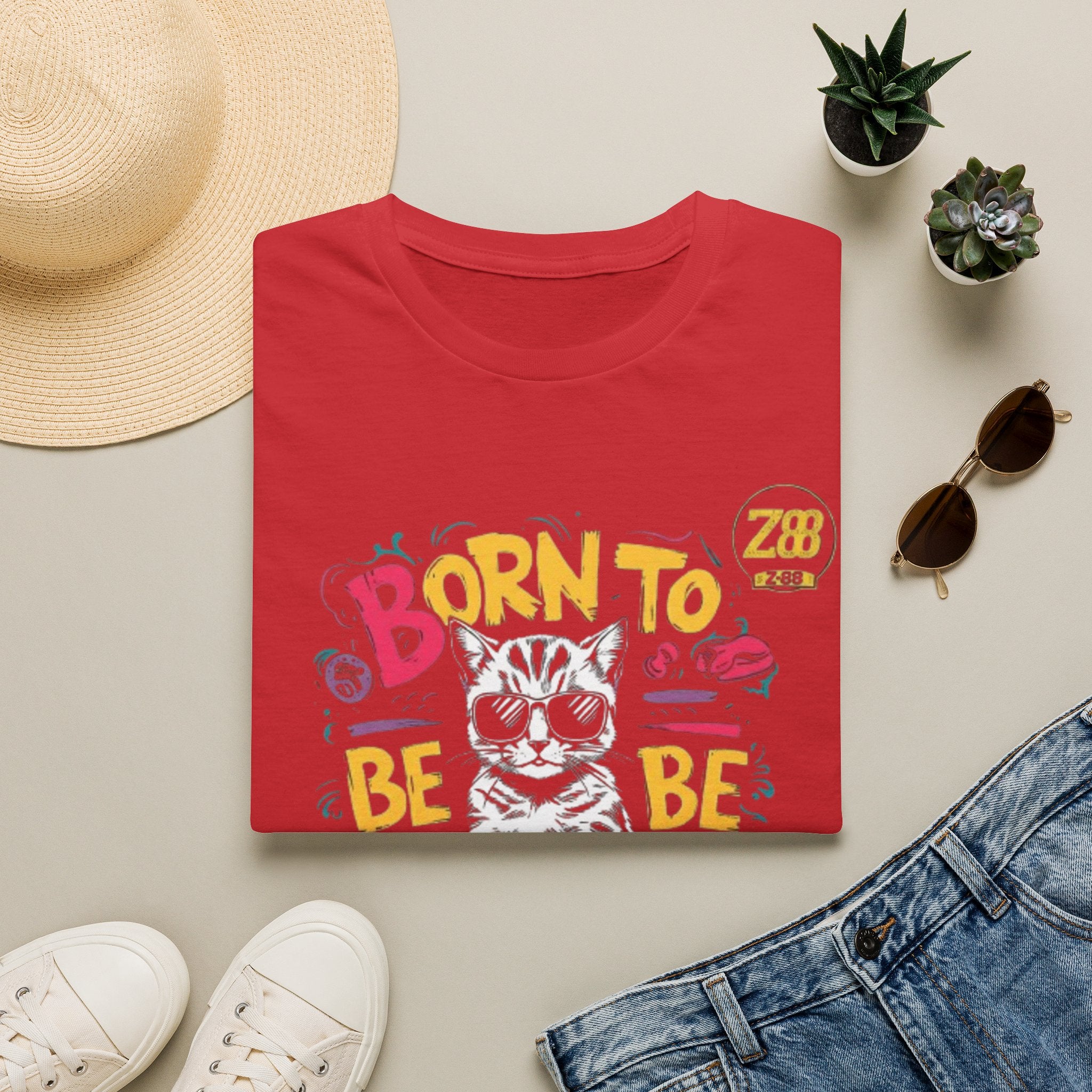 Cat T-Shirt — "Born to Be Awesome" Graphic Tee